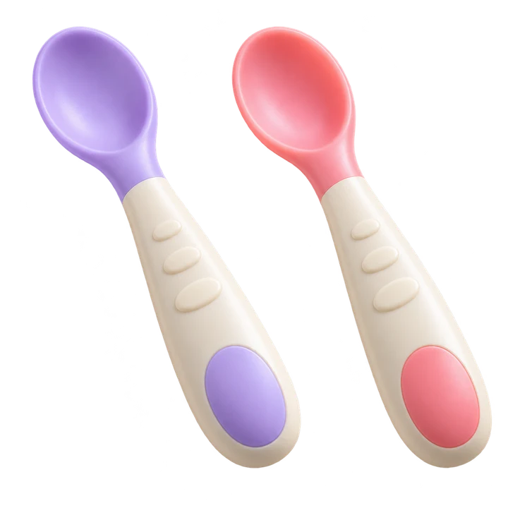 A baby spoon that changes color when food is too hot