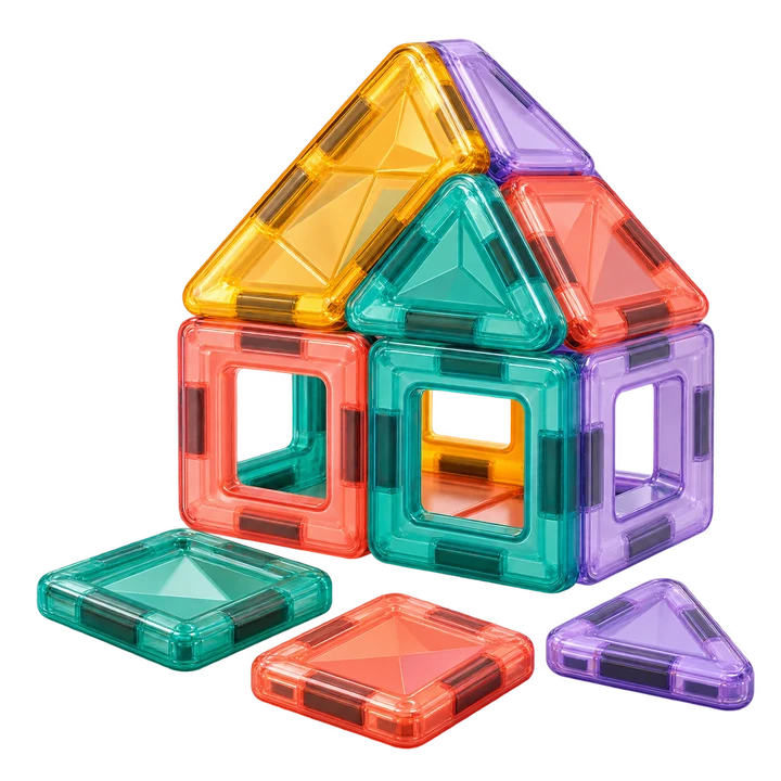 A magnetic building set for toddlers