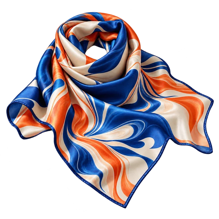 A silk scarf with a custom print