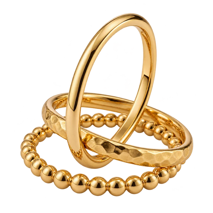 A stackable ring set in gold-plated sterling silver