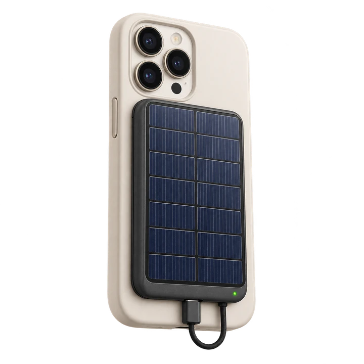 A solar-powered charger for the back of your phone